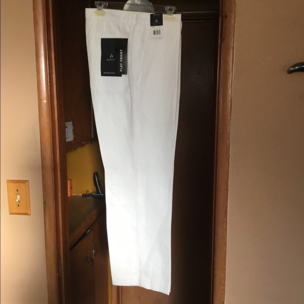 Claiborne Men White Pants Linen/Cotton 33 X 30 New